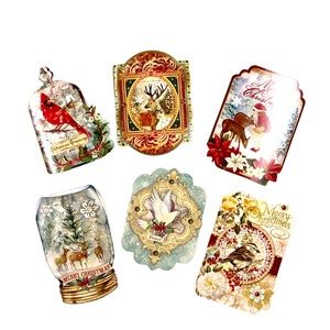 Punch Studio Forest Friends Die-Cut Holiday Ephemera Note Cards (67119), 24 ct